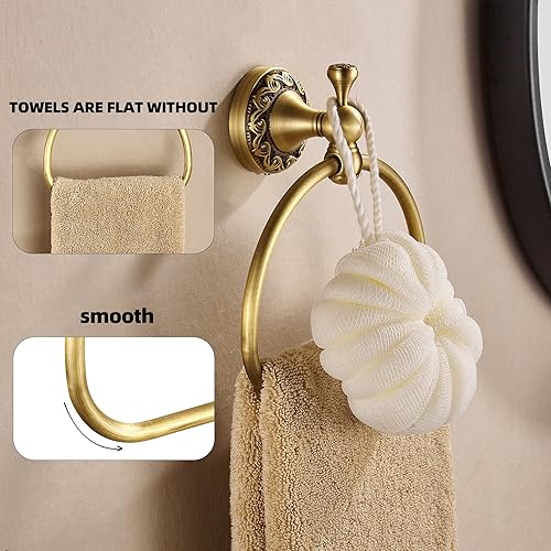 Miniatura 5 de WOLIBEER Toallero de latón, soporte antiguo para toallas de mano, colgador de toallas de mano para baño, accesorios de cocina retro montados en la