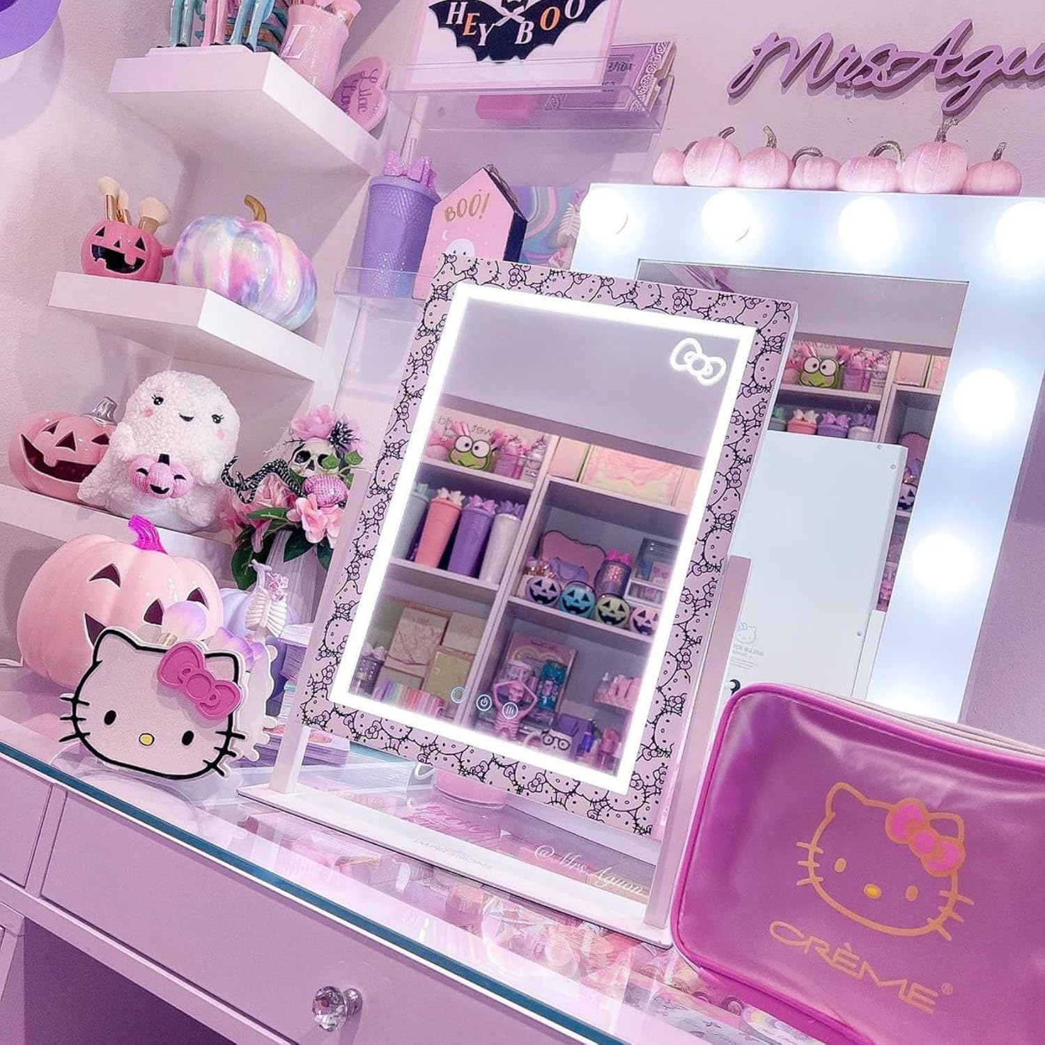 Impressions Vanity Hello Kitty Cute Tri Tone LED Makeup Mirror, Lighted Vanity Mirror with Lights and 3X Magnification, 360 Degree Swivel Mirror with Touch Sensor Switch Impressions Vanity Hello Kitty Cute Tri Tone LED Makeup Mirror, Lighted Vanity Mirror with Lights and 3X Magnification, 360 Degree Swivel Mirror with Touch Sensor Switch