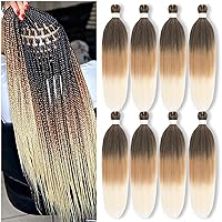 Vista 38 de Cabello trenzado de jengibre preestirado, 6 paquetes de 24 pulgadas, cabello sintético preestirado, trenzas naturales de fácil torsión, ajuste