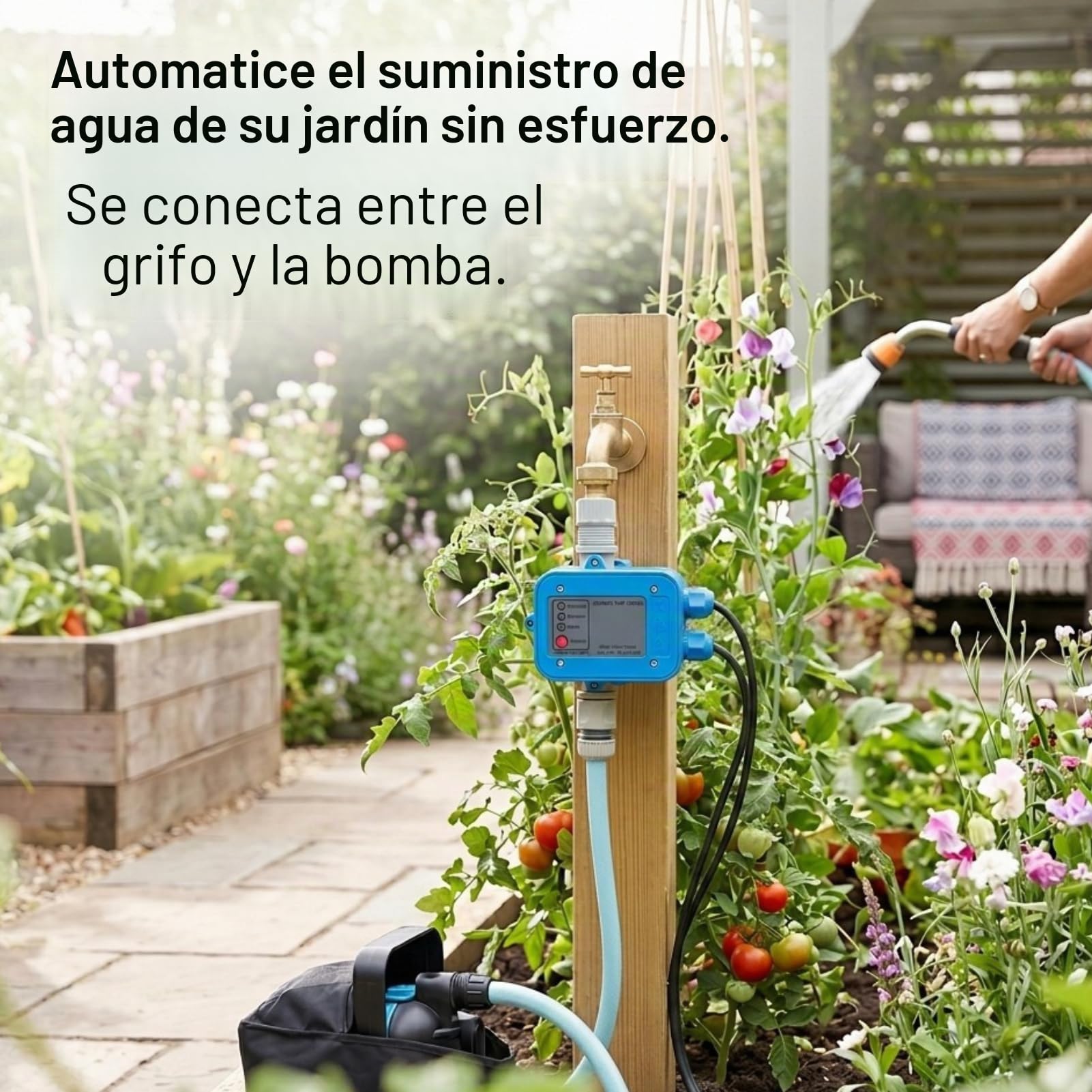 Controlador Automático de Bomba de Agua con Interruptor Electrónico, Regulador de Presión para Bombas Autocebantes, de Chorro y Jardín, Fácil Instalación