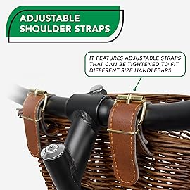 ProSource Wicker Bike Basket Front Cargo for Women and Men, Fits Most Bicycles, Beach Cruisers, Stationary Equipment, and Ebikes, Brown
