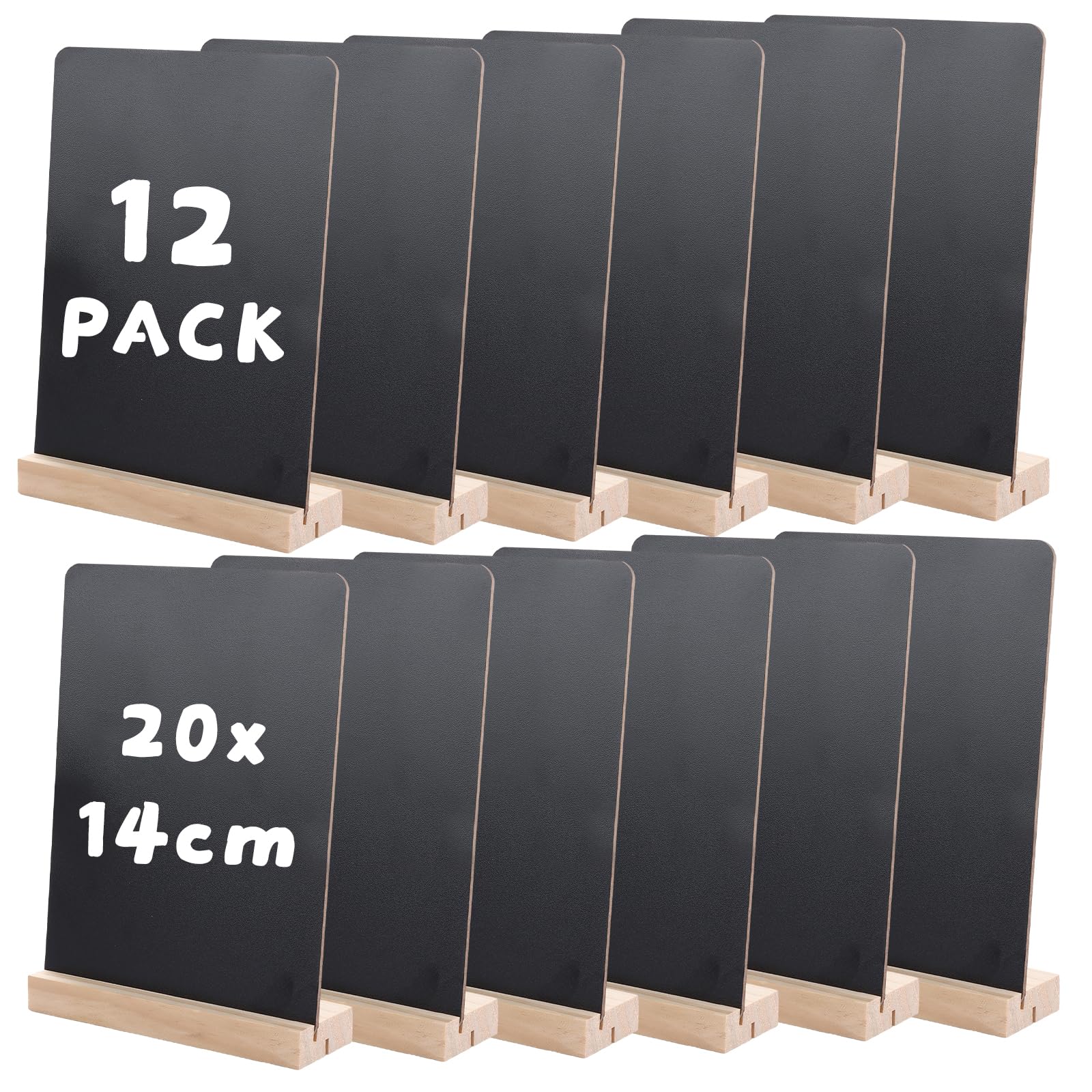 AHAQU 12PCS Table Top Chalkboard, 20x14cm/7.8x5.5 inches Double Sided Blackboard with Stand, Small Menu Chalk Board Sign for Wedding, Bar, Restaurant, Party