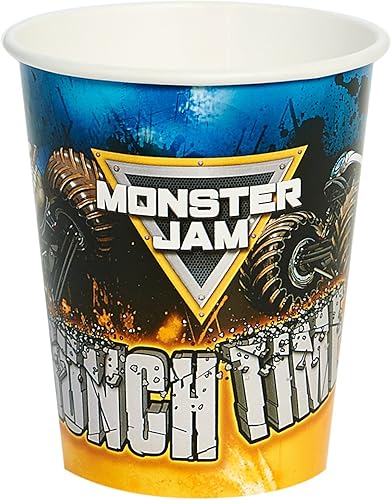 Monster Jam - Suministros para fiesta de cumpleaños, paquete de 48 vasos de papel