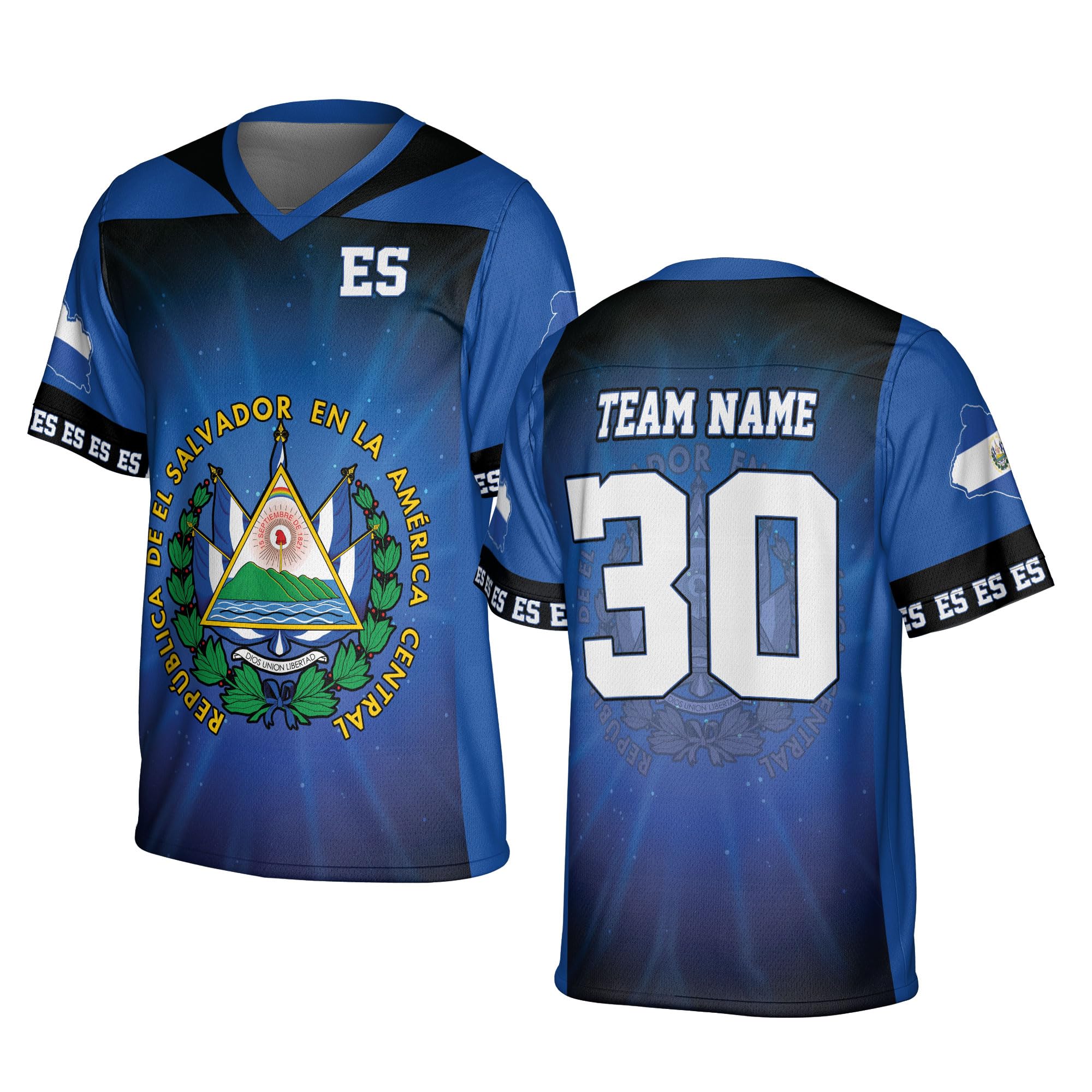 Custom El Salvador Soccer Jersey El Salvador Flag Jerseys Sports Shirt Salvadoran Pride Salvadoreñas Shirts El Salvador (Polyester Blend, Style 6)