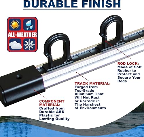 Miniatura 7 de Rush Creek Creations Estante de almacenamiento de caña de pescar de pared o techo para 10 cañas, soporte vertical u horizontal para caña de pescar