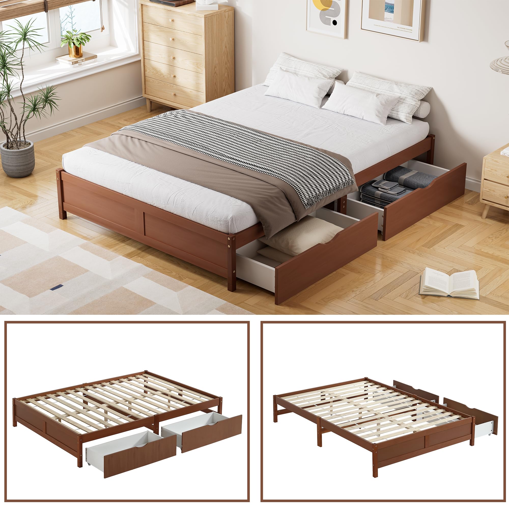 Lit bureau et rangements 90 x 200 cm Blanc et chêne avec matelas et