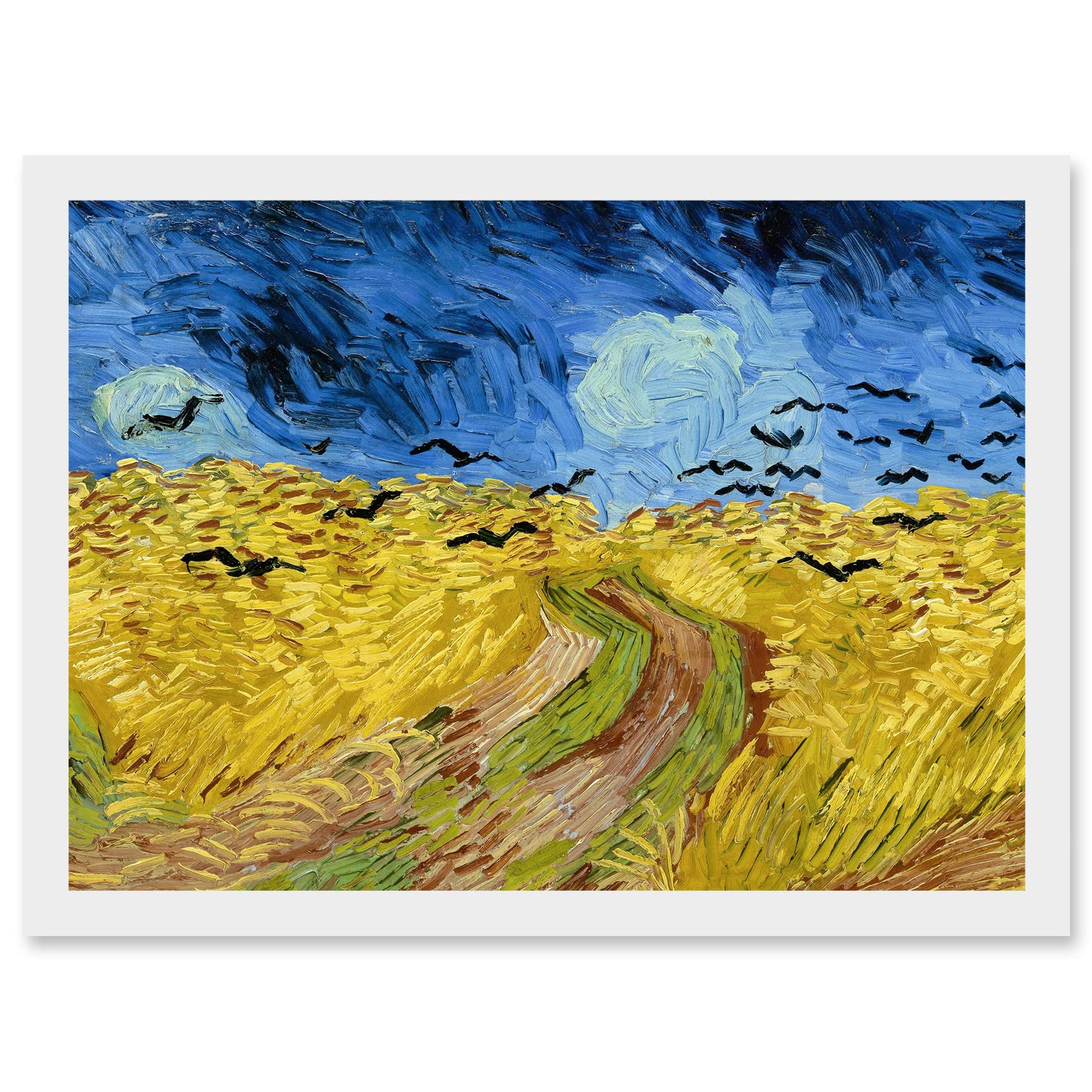 Artery8 Van Gogh Wheatfield With Crows Painting Artwork Framed Wall Art Print A4