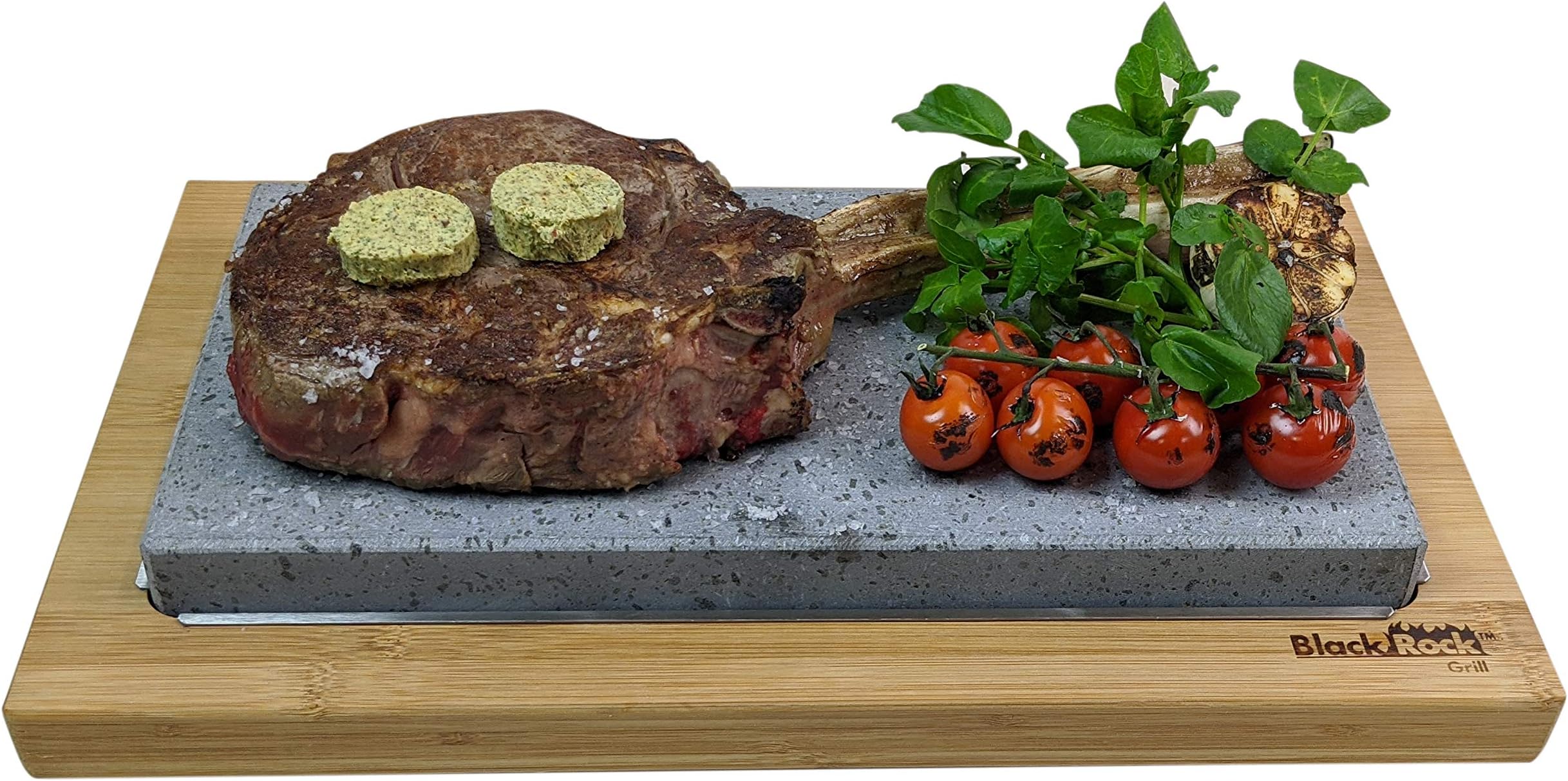 Black Rock Grill Premium Steak on a Stone Sharing Set - Elevate Your Tabletop Dining Experience with Lava Stone Grilling