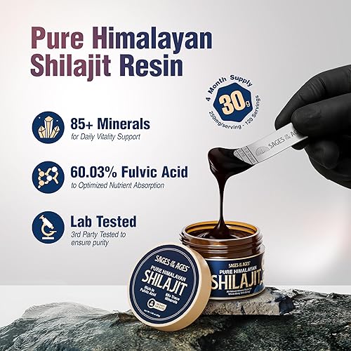 Miniatura 3 de Resina Shilajit orgánica del Himalaya - 500 mg de potencia máxima, Shilajit puro probado en laboratorio para hombres y mujeres, más de 85 minerales