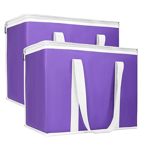 Miniatura 206 de Bodaon Paquete de 1 bolsa aislada para entrega de alimentos, bolsa de aislamiento para alimentos fríos y calientes, comercial, bolsa de Púrpura