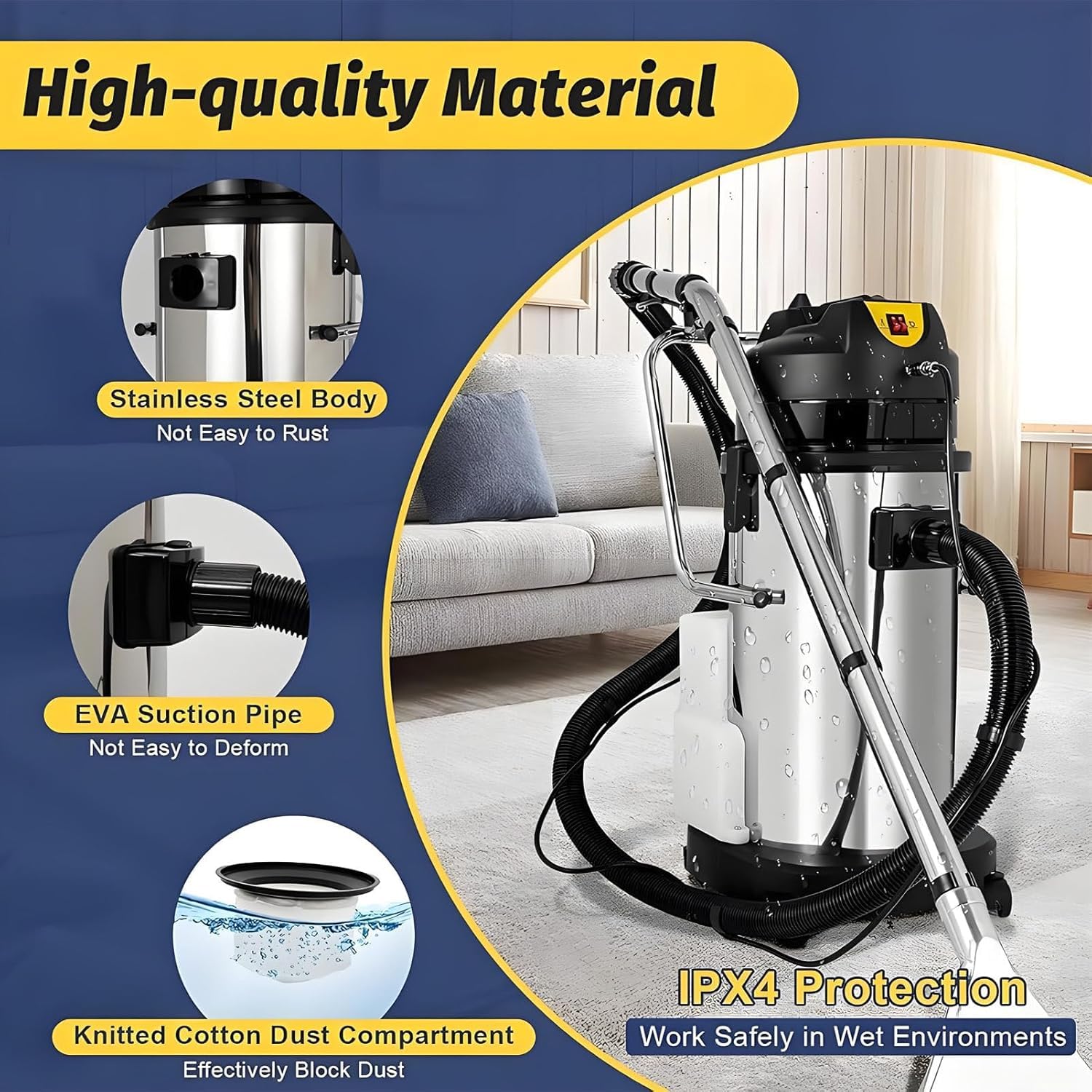 Aspiradora extractora Comercial para Limpieza de alfombras, sofás, Cortinas y moquetas, limpiadora de alfombras portátil, máquina para Suelos de 40 L/10,56 galones (40 L).