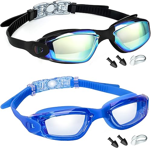 Swim Goggles, 2 Pack Swimming Goggles Anti Fog No Leaking For Adult Women Men Youth