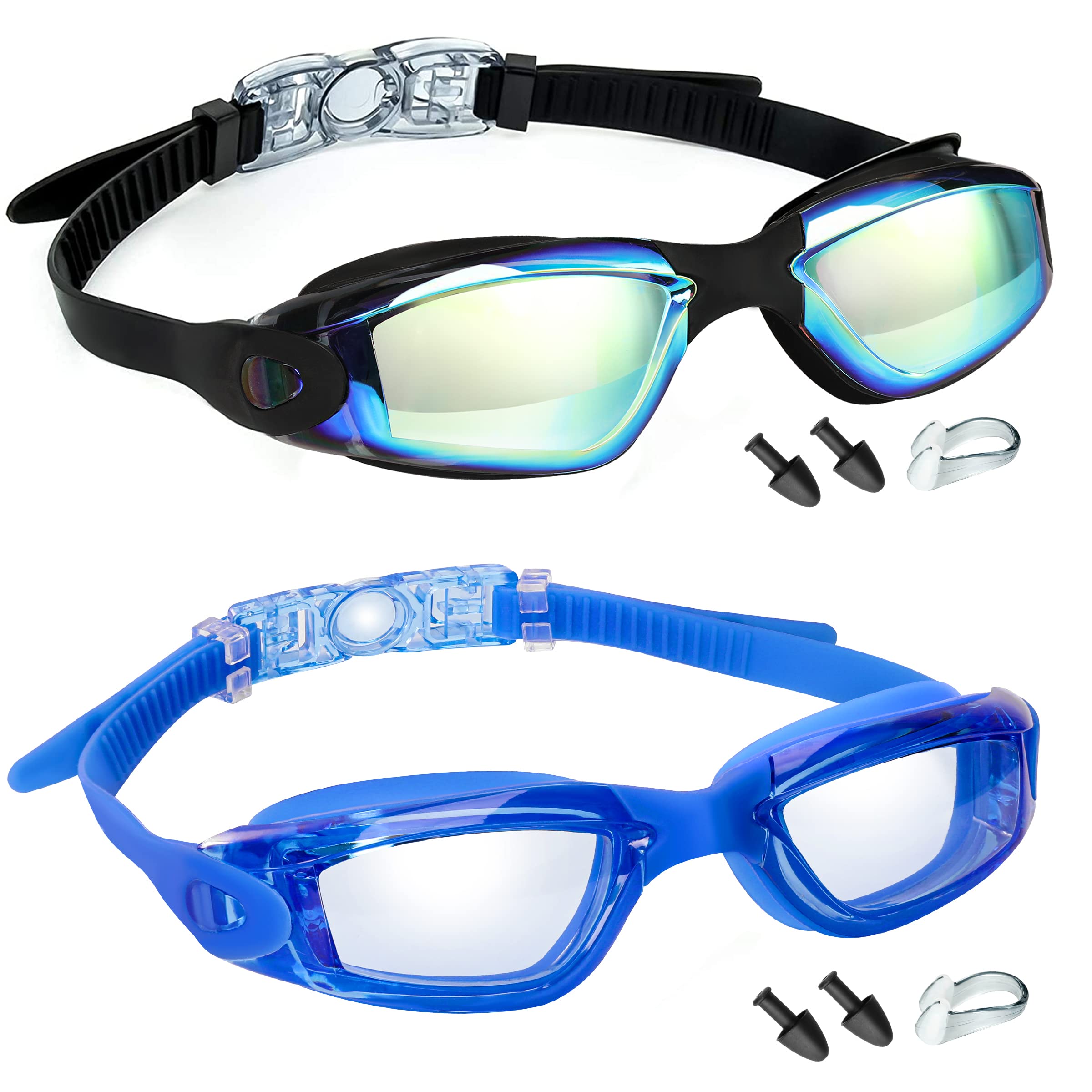 LOCONHA Swim Goggles, 2 Pack Swimming Goggles Anti Fog No Leaking For Adult Women Men Youth