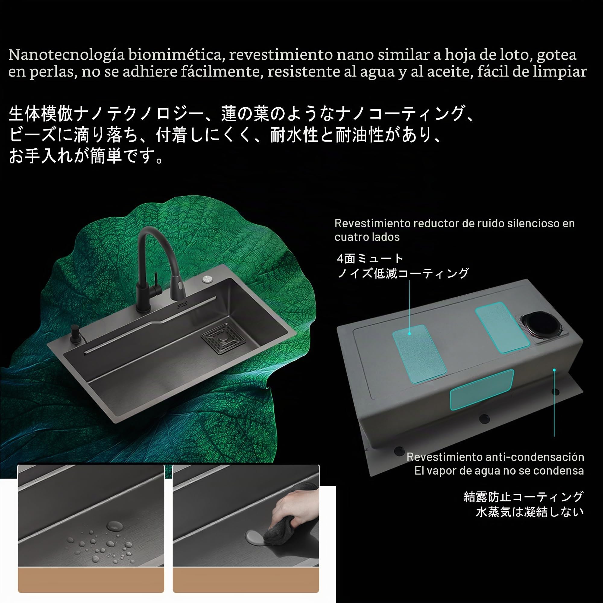 Mueble Fregadero Cocina 1 Seno con Escurridor y Fregadero Exterior Jardín de Acero Inoxidable por Modulos con Bajo Grifo Extraíble y Accesorios para Garaje