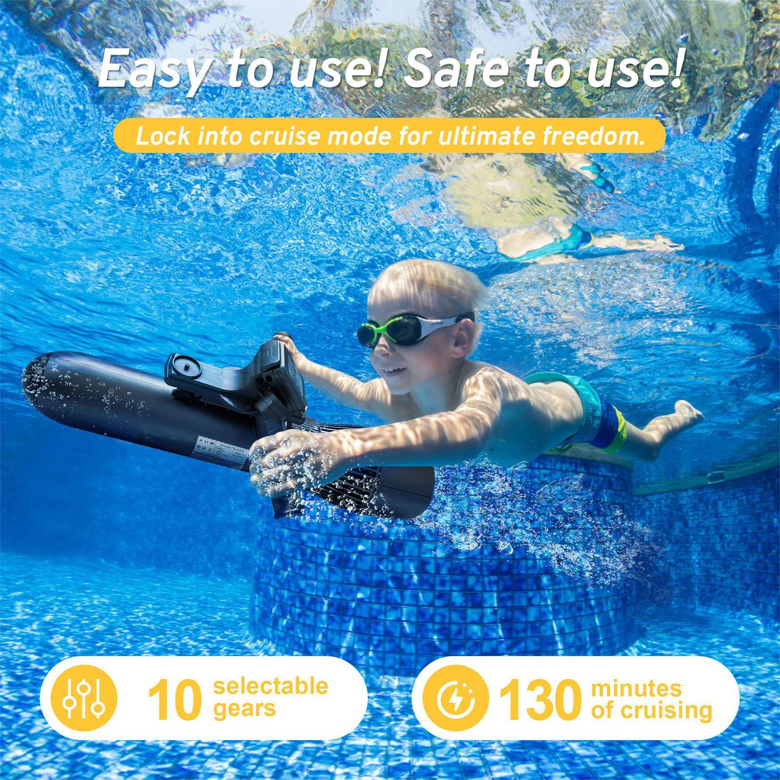 Ergonomischer Wasserdichter Scooter Tragbarer Tauchgriff Rutschfester PVC Tauchverstärker Lenker Langlebig Praktisch Wasserdicht Tragbar Poolwasser Lenker Für Erwachsene