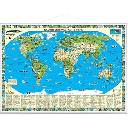 Kinder Weltkarte XXL Poster 140x100 Cm - Bunte Handgezeichnete Landkarte