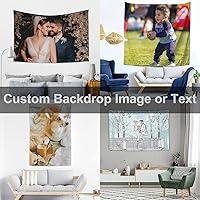 Vista 4 de OHORTEB Telón de fondo personalizado con foto y texto, colgante de pared horizontal personalizado para bodas, cumpleaños, día del padre, día