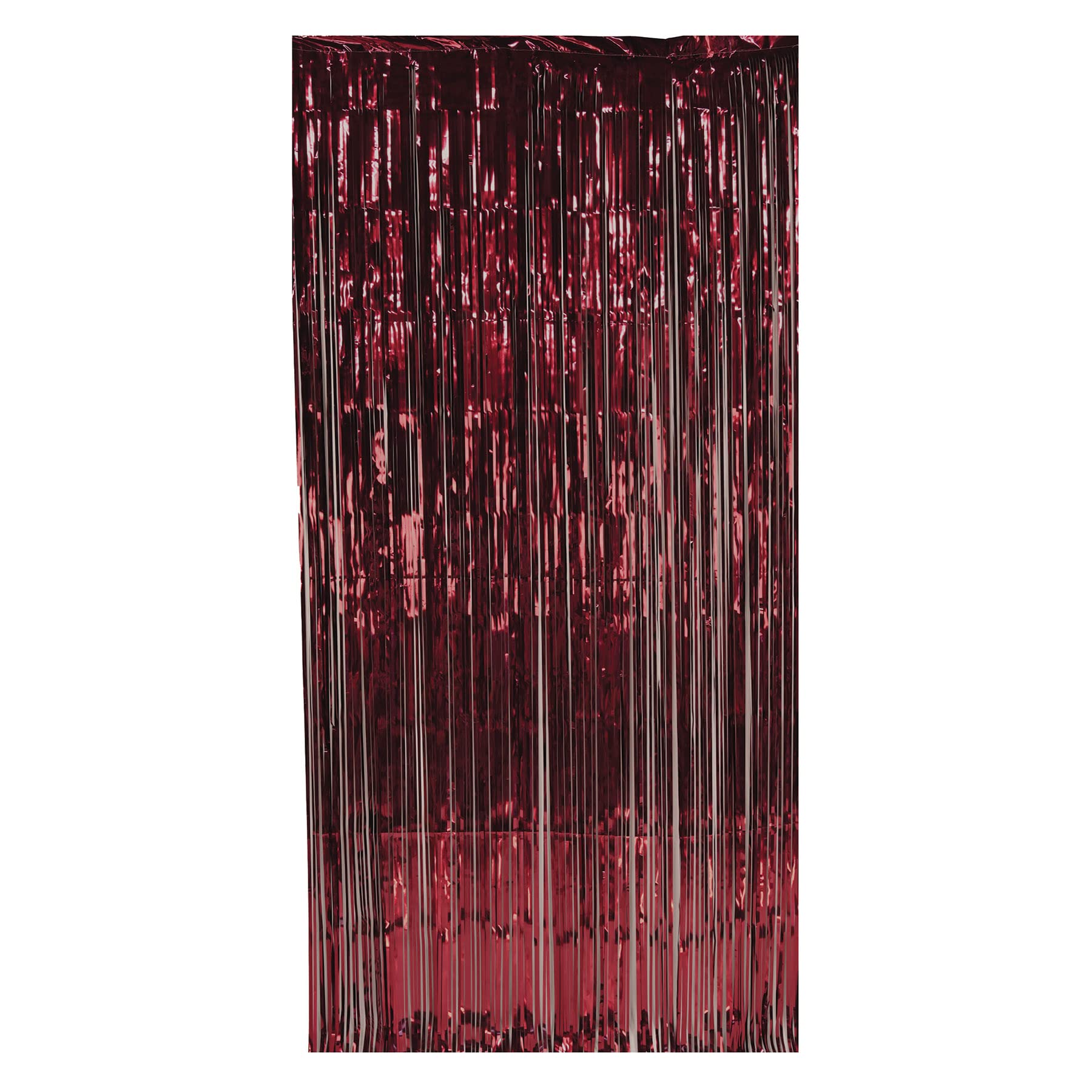 Beistle 1-Ply Tinsel Foil Fringe Curtain Photo Booth Backdrop Birthday Party Decorations, Wedding Reception, Baby Shower Celebration, Graduation Supplies, 8' x 3', Burgundy