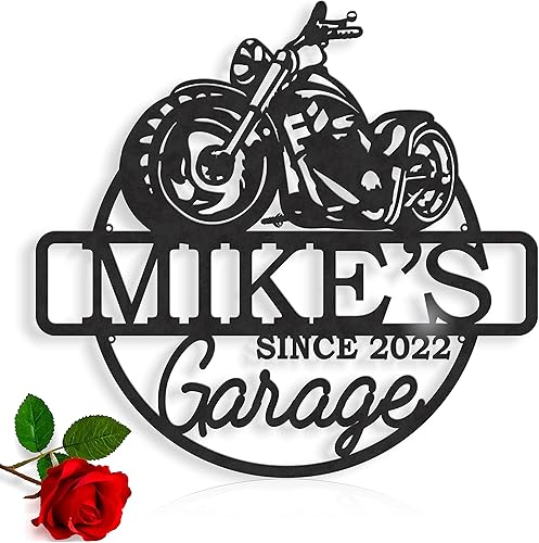 Personalized Motorcycle Garage Sign, Custom Metal Name Sign, Handmade Motor Bike Hanging Plaque Metal Wall Art, Man Cave Decor, Gift for Biker,