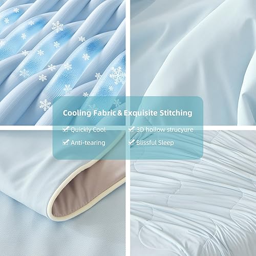 Miniatura 14 de Edredón refrescante, mantas frías para personas que duermen con calor y sudores nocturnos, edredón ligero lavable, suave, transpirable, suave y Gris