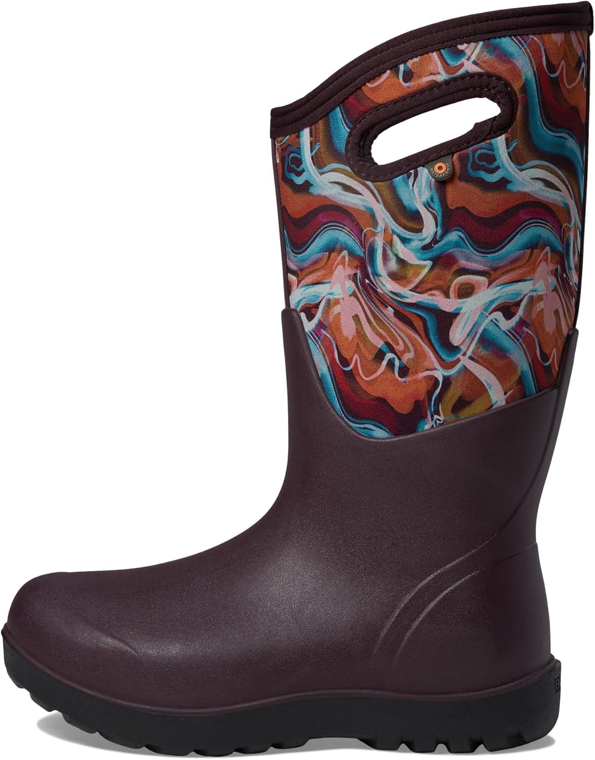 BOGS Women's Neo-Classic Tall Glossy Abstract Snow Boot, Burgundy Multi, 8