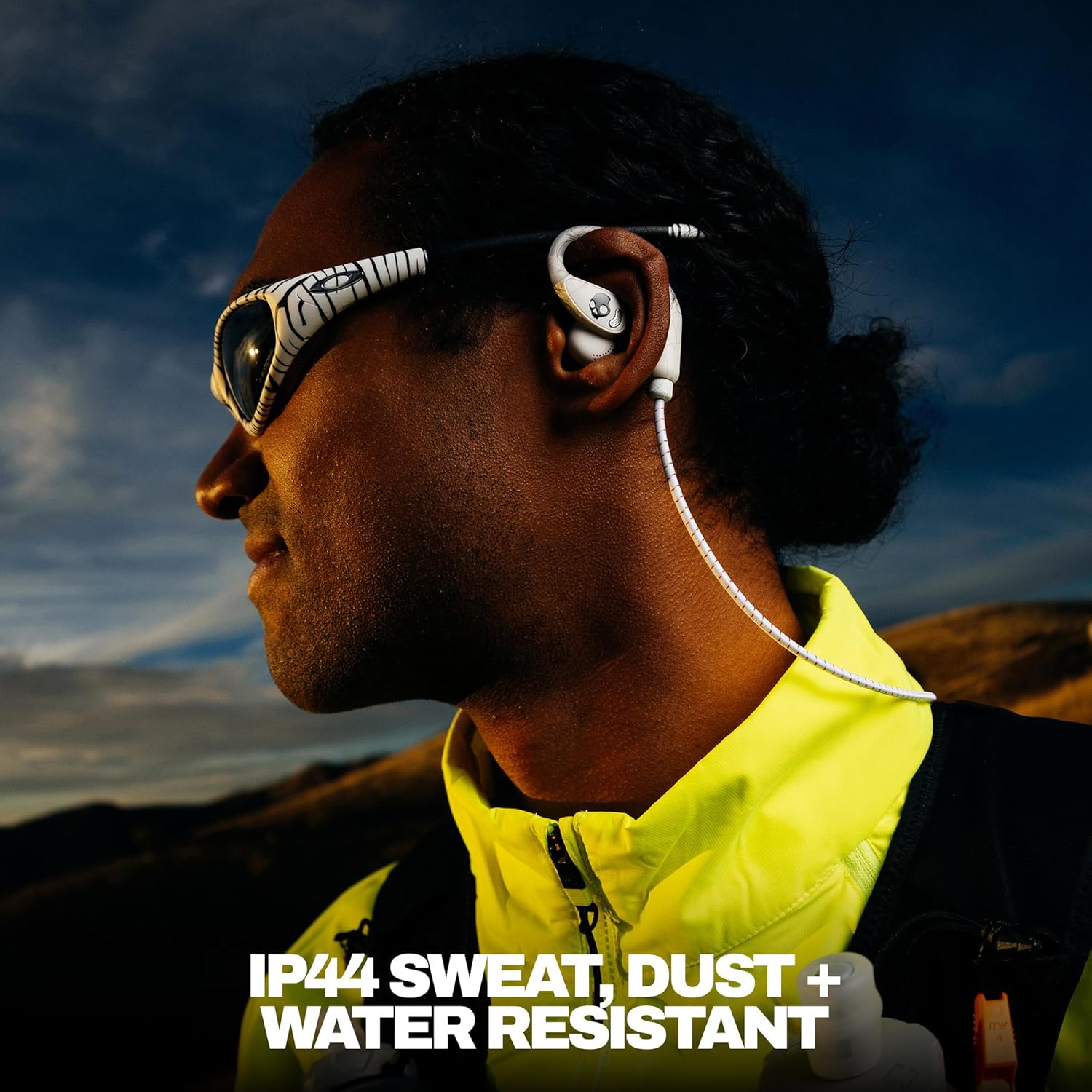 Skullcandy Push 540 Open Wireless Open-Ear Bluetooth Earbuds, Headphones, Sweat and Water Resistant, 42 Hours Battery, Detachable Neckband, Secure Fit, Microphone for iPhone Android - Bone