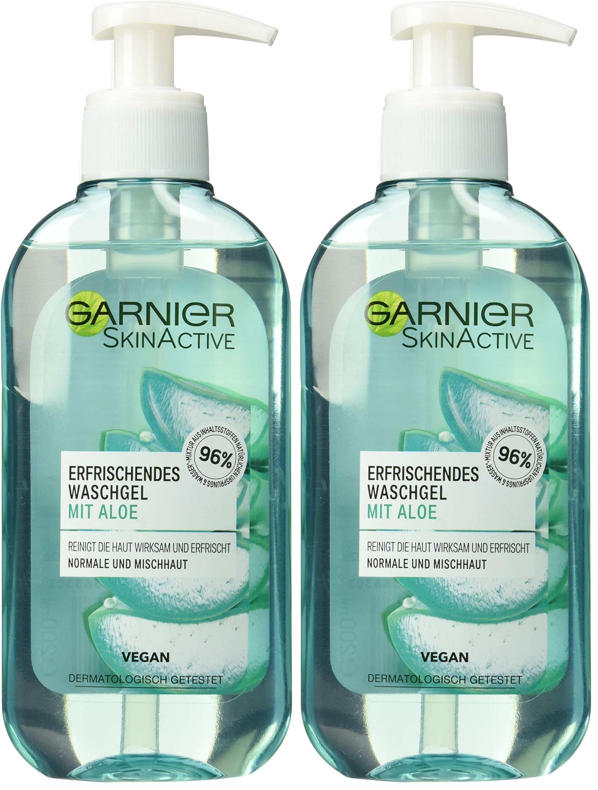 Garnier SkinActive Waschgel mit Aloe Extrakt Normale und Mischhaut, (200 ml) (Packung mit 2)