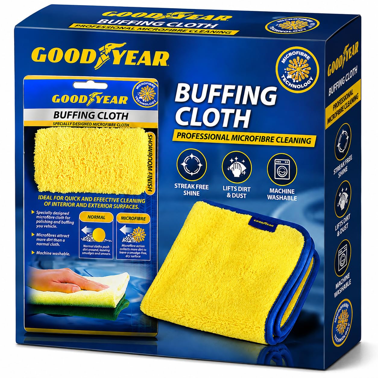 Goodyear Yellow Microfibre Buffing Cloth I Specially Designed Microfibre Cloth For Polishing And Buffing Your Vehicle | Showroom Finish | Microfibre Attract More Dirt Than Normal Cloth | Machine Washable