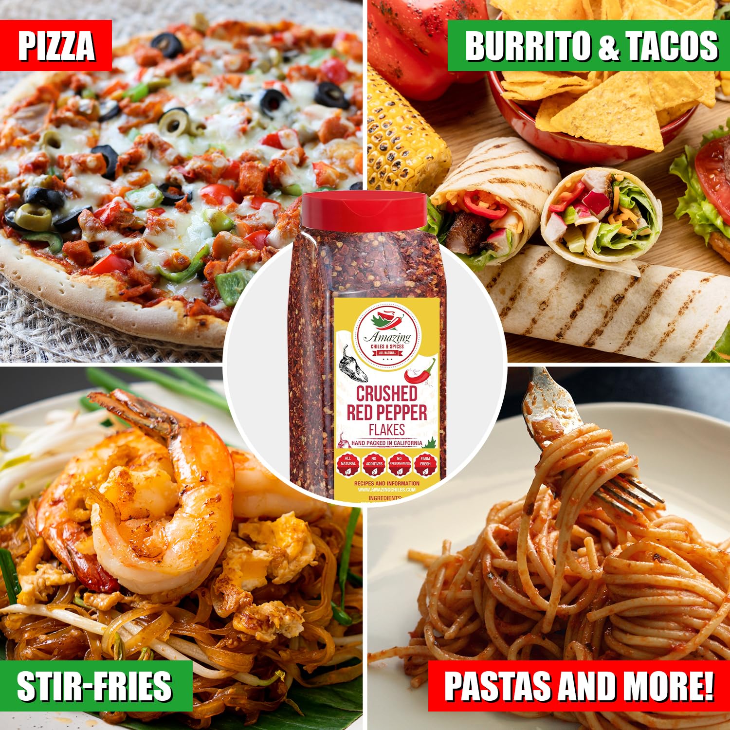 Crushed Red Pepper Flakes, All Natural, Hot and Spicy Seasoning for Pizza, Pasta, Chili, Soup, Meat, Marinades, and Stir Fry, 12 oz by Amazing Chiles (Pack of 2) image 3