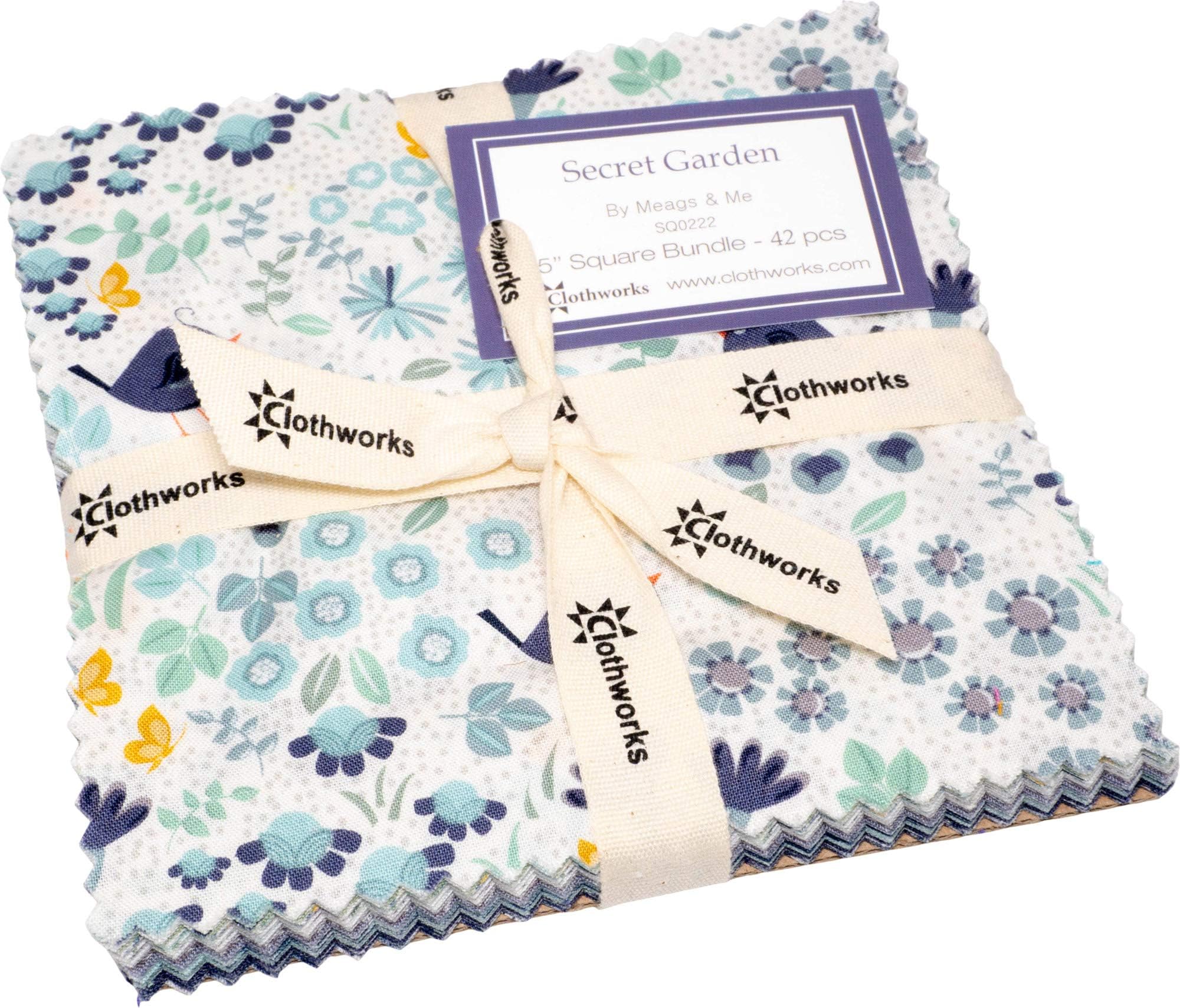 Meags & Me Secret Garden 5" Squares 42 5-inch Squares Charm Pack Clothworks