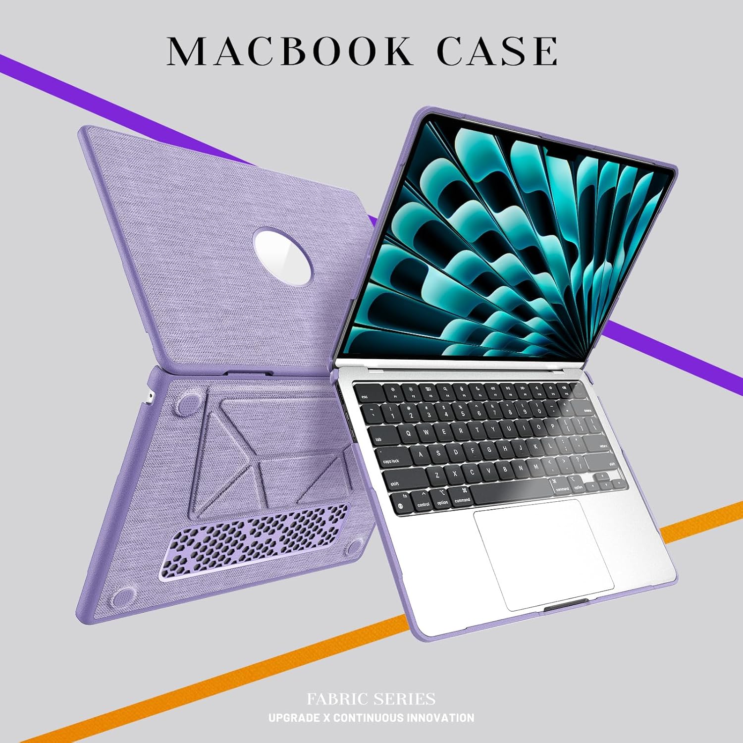 Batianda Fabric Case for New MacBook Air 15 inch 2026 M5 2025 M4 2024 M3 2023 M2 Chip High-End Canvas Texture Cover with Microfiber Lining - Magnetic Foldable Stand (Holds 20lbs), Purple