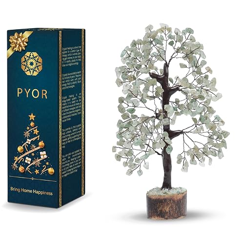 PYOR Green Jade, Gem Tree, Jade Stone Bonsai Tree of