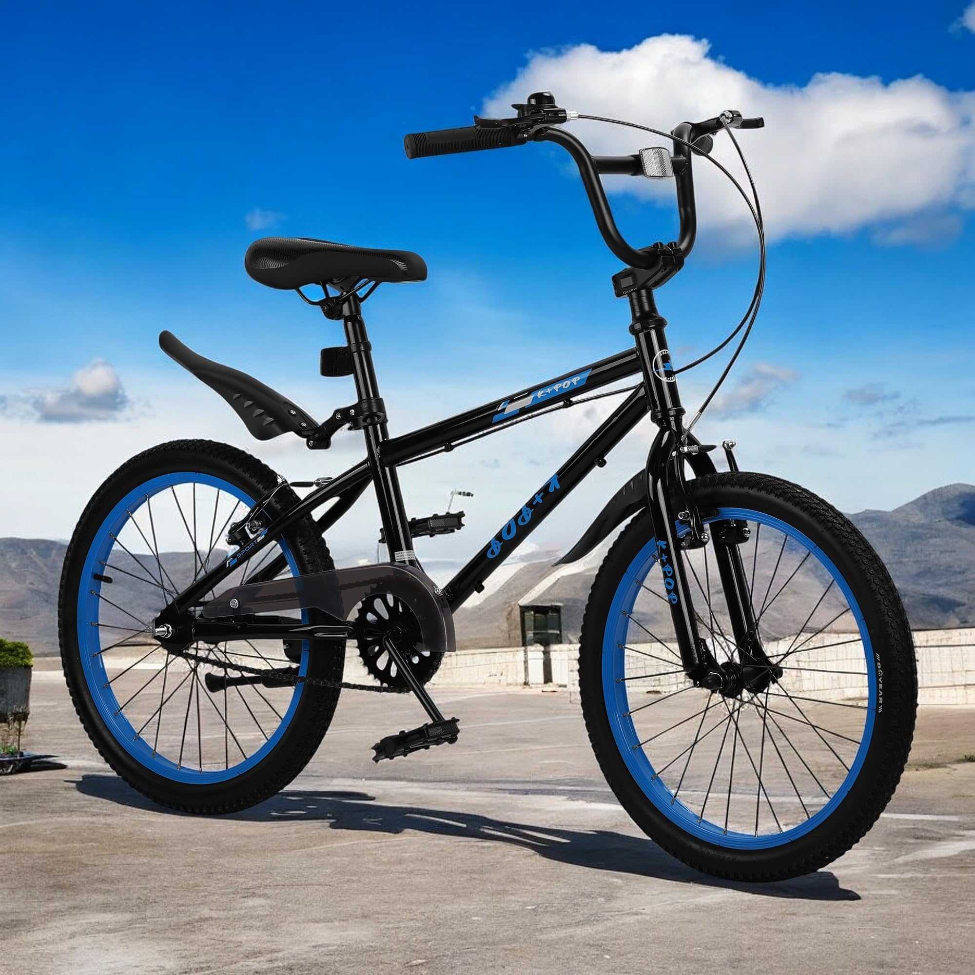 Freestyle BMX Bikes, 20/24 inch Kids Mountain Bike, Steel Frame/Adjustable Ergonomic, Single Speed Bicycles for Boys, Outdoor Cycling Bike Road Bicycle Mountain Bike, Multiple Colors