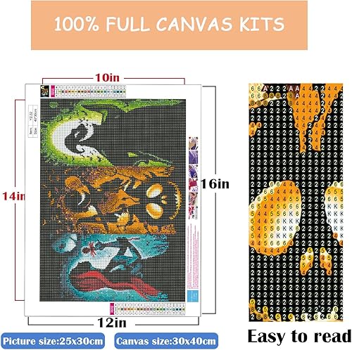 Miniatura 5 de Kit de pintura de diamantes de Halloween para adultos, Jack y Sally DIY 5D con diamantes, kits de pintura artística de gemas de bricolaje, Pesadilla