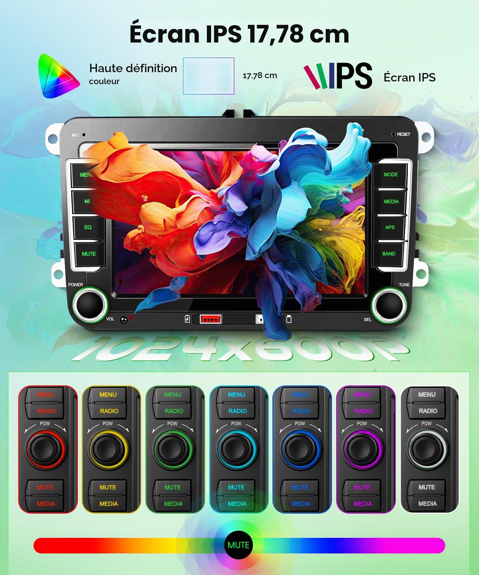 Rimoody Autoradio 2 Din pour VW Golf 5 Golf 6 Passat Polo Tiguan Touran Caddy Skoda Seat, 7" HD Écran,Carplay Wireless Android Auto Mirror Link Bluetooth FM/AM/RDS Caméra de Recul Commandes au Volant