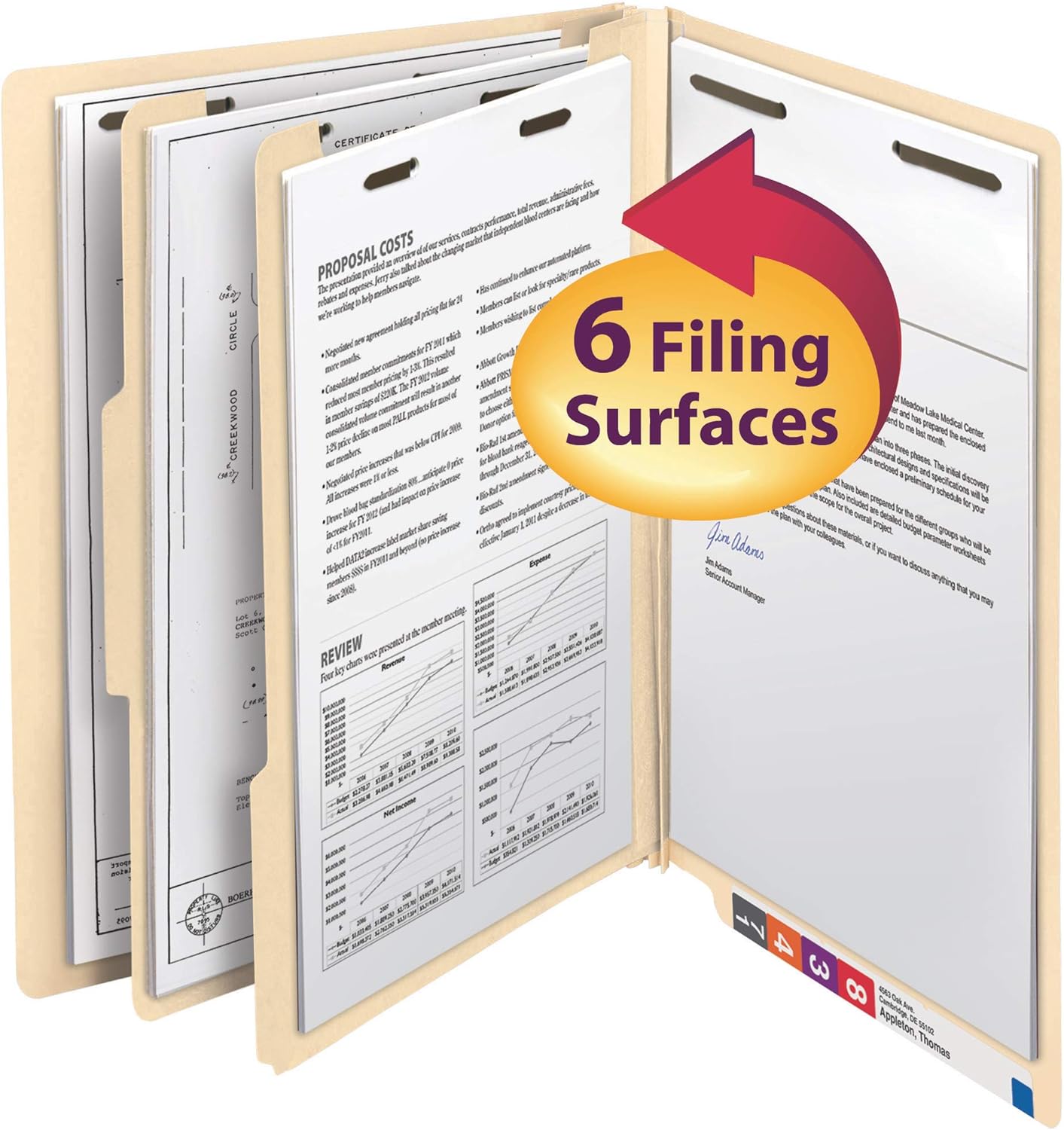 Smead End Tab Classification File Folder, 2 Dividers, 2" Expansion, Letter Size, Manila, 10 per Box (26835)