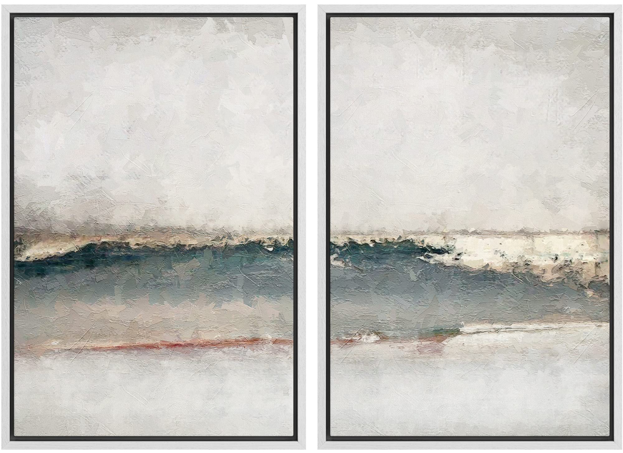 MUDECOR Framed Canvas Print Wall Art Set Watercolor Pastel Green Tan Landscape Abstract Shapes Illustrations Modern Art Decorative Contemporary for Living Room, Bedroom, Office - 16"x24"x2 Natural — view 143