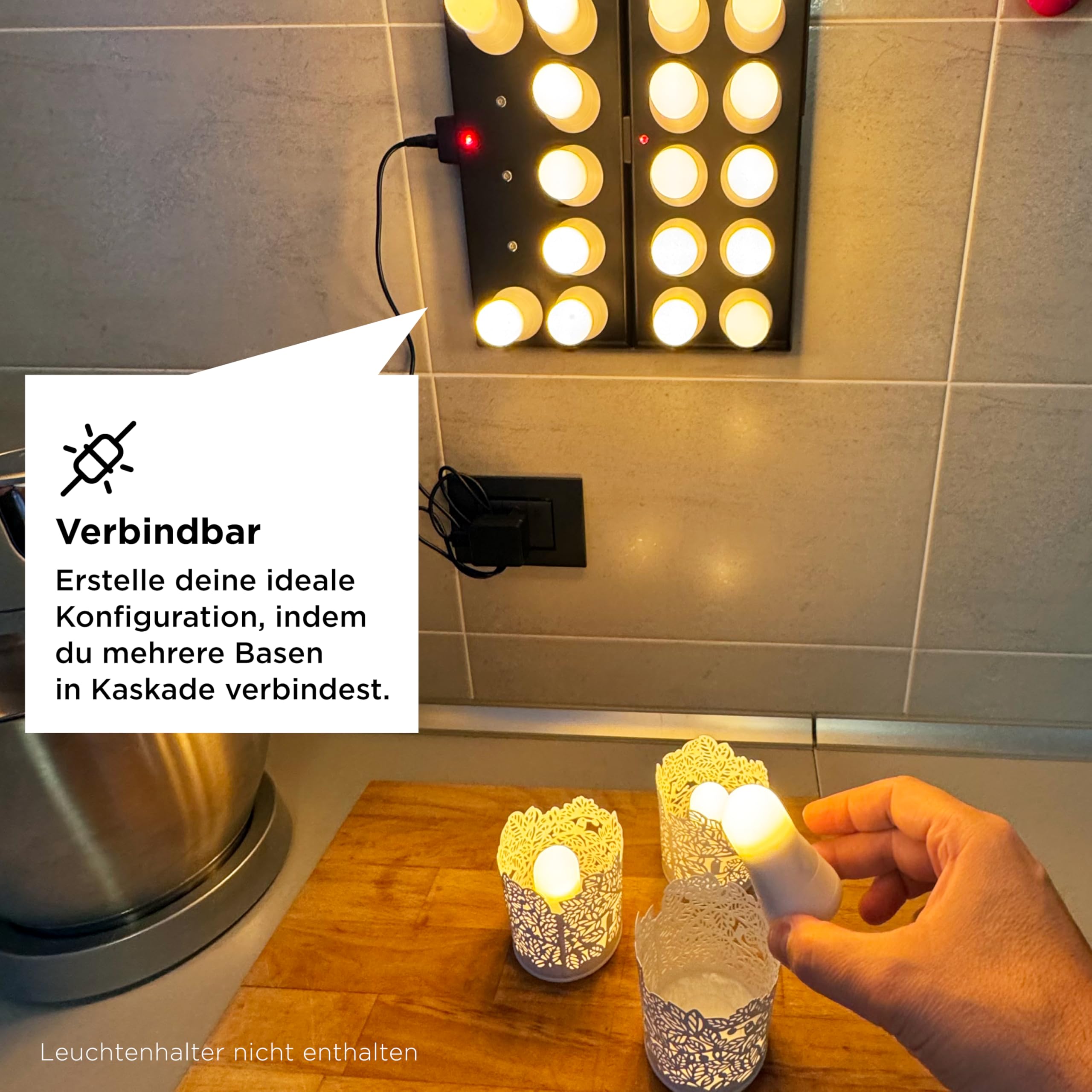 Madrigal Color&Mood: Set mit 12 LED-Teelichtern RGB + Warmweiß + Flackernde Flamme – Wiederaufladbar mit Fernbedienung – Verbesserte Magnetbasis