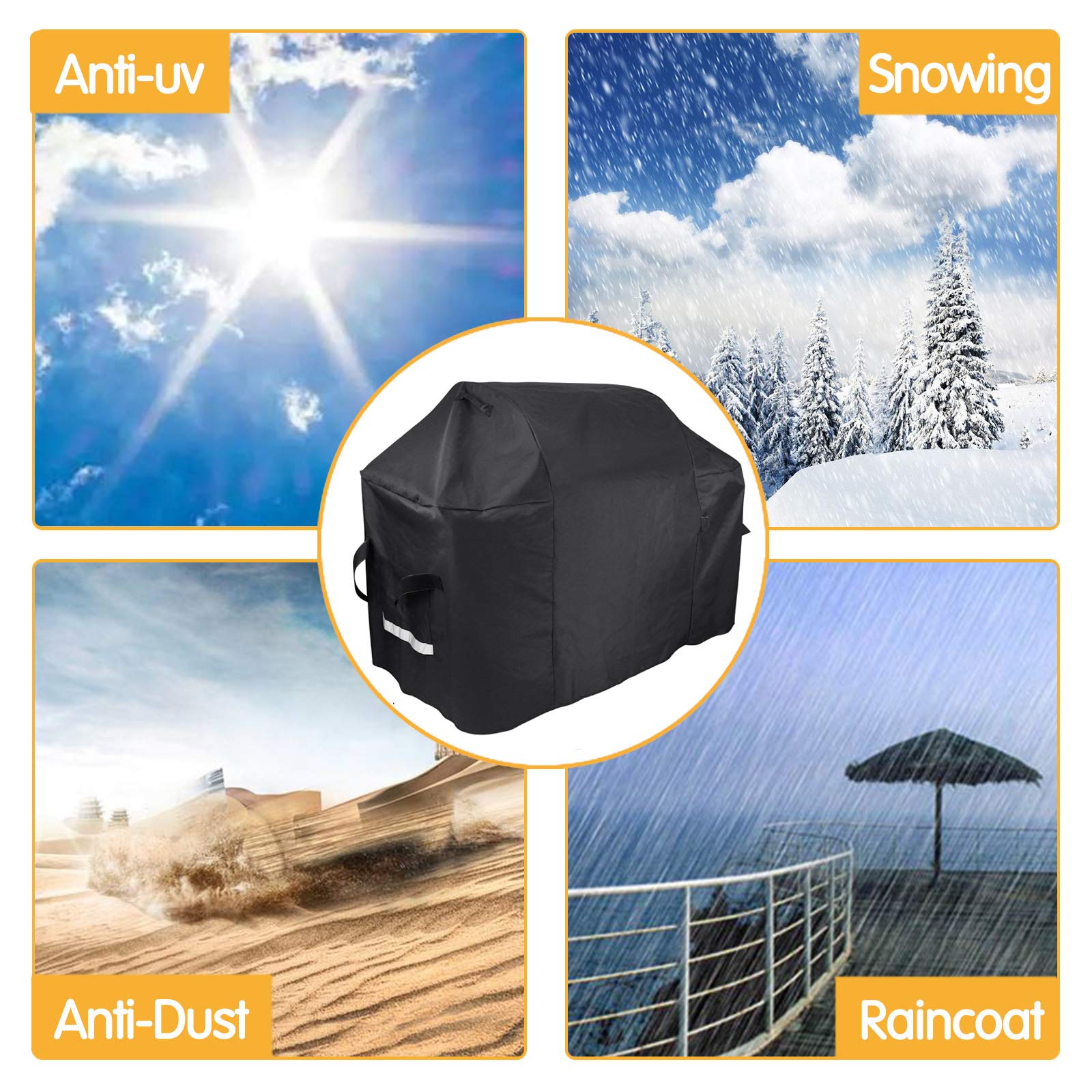 Grisun 7131 Grill Cover 65 Inch for Weber Genesis II 4 Burner and LX 400 Series, Genesis E310 Grill, UV-Resistant Waterproof Grill Cover for Weber Summit 400 Series and Genesis II 410,435,440 Grill