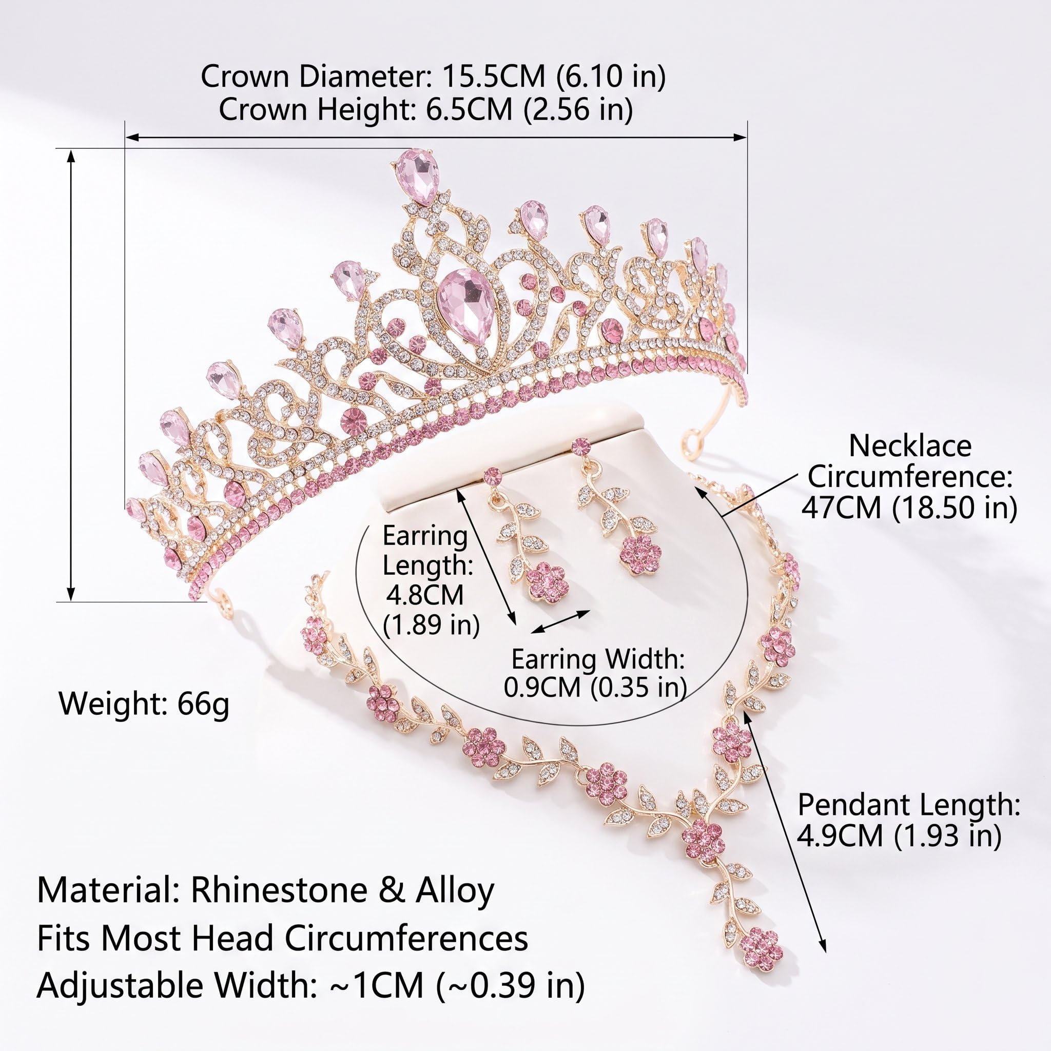 Kamirola Set di gioielli con collana e orecchini a forma di tiara da sposa