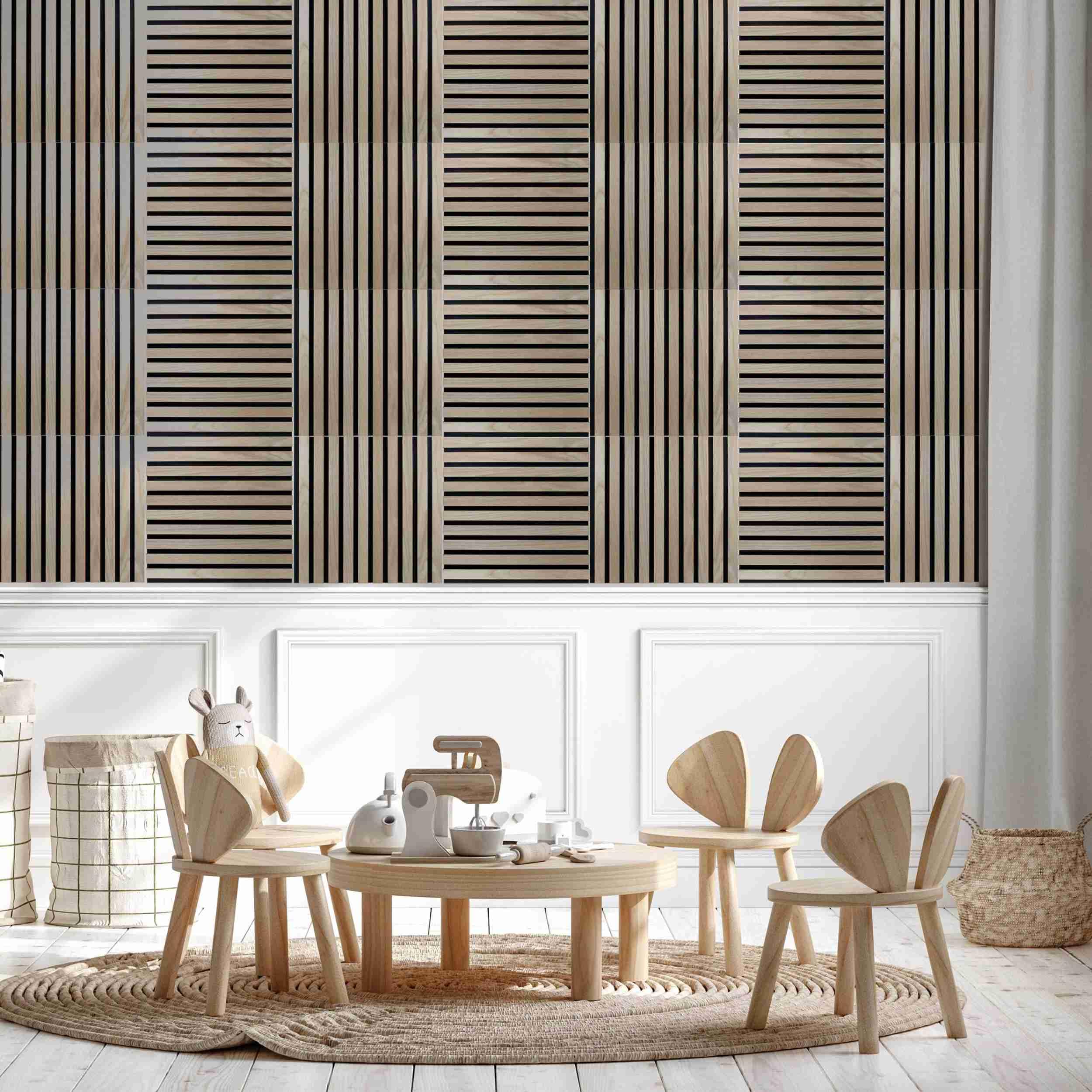 PROVISTON Zestaw 4 paneli ściennych 3D akustycznych 400 x 21 x 400 mm dąb jasno fornirowane płyty MDF drewniane podłoże filcowe jako materiał nośny