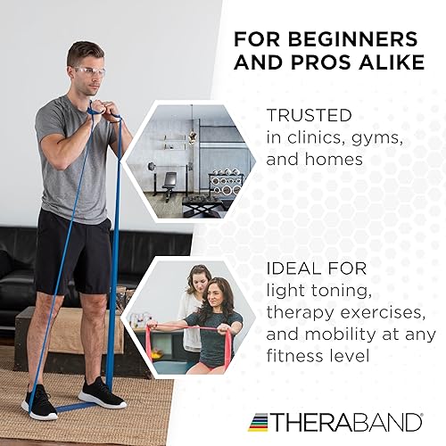Miniatura 5 de TheraBand, bandas de resistencia profesionales, sin látex, para ejercitación del cuerpo superior e inferior, fisioterapia, pilates para la parte