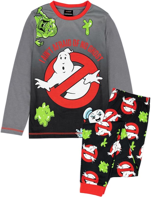 Kids Pajamas | Boys Grey Black Ghosts T-Shirt Long Length Bottoms Pjs | Childrens Movie Merchandise - 7-8 Years