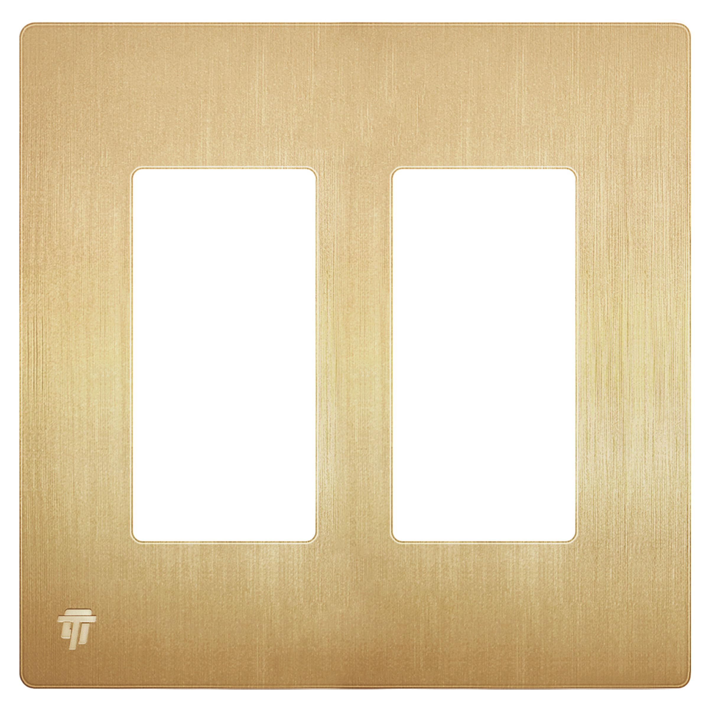 ENERLITES Elite Series Screwless Decorator Wall Plate Child Safe Outlet Cover, Gloss Finish, Size 2-Gang 4.68" H x 4.73" L, Unbreakable Polycarbonate Thermoplastic, SI8832-BGD, Brushed Gold