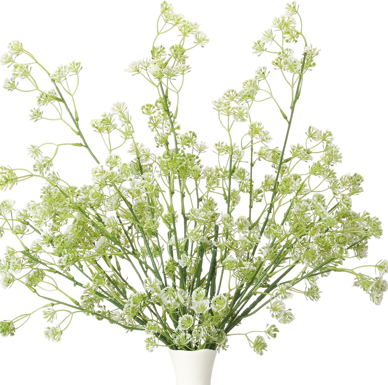 Zeyune 5 Pcs Green White Faux Berry Stems Spring Artificial Dusty Plum Stem Soft Plum Sedum Berry Picks Branches Faux Spray for Home Wedding Holiday Seasonal Farmhouse Mantel DIY Home Decorations