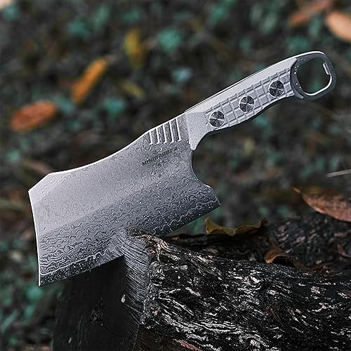 Miniatura 4 de Cuchillo de carnicero, cuchillo de chef de 6 pulgadas con funda, cuchillo de carnicero de espiga completa con mango negro G10, acero inoxidable de