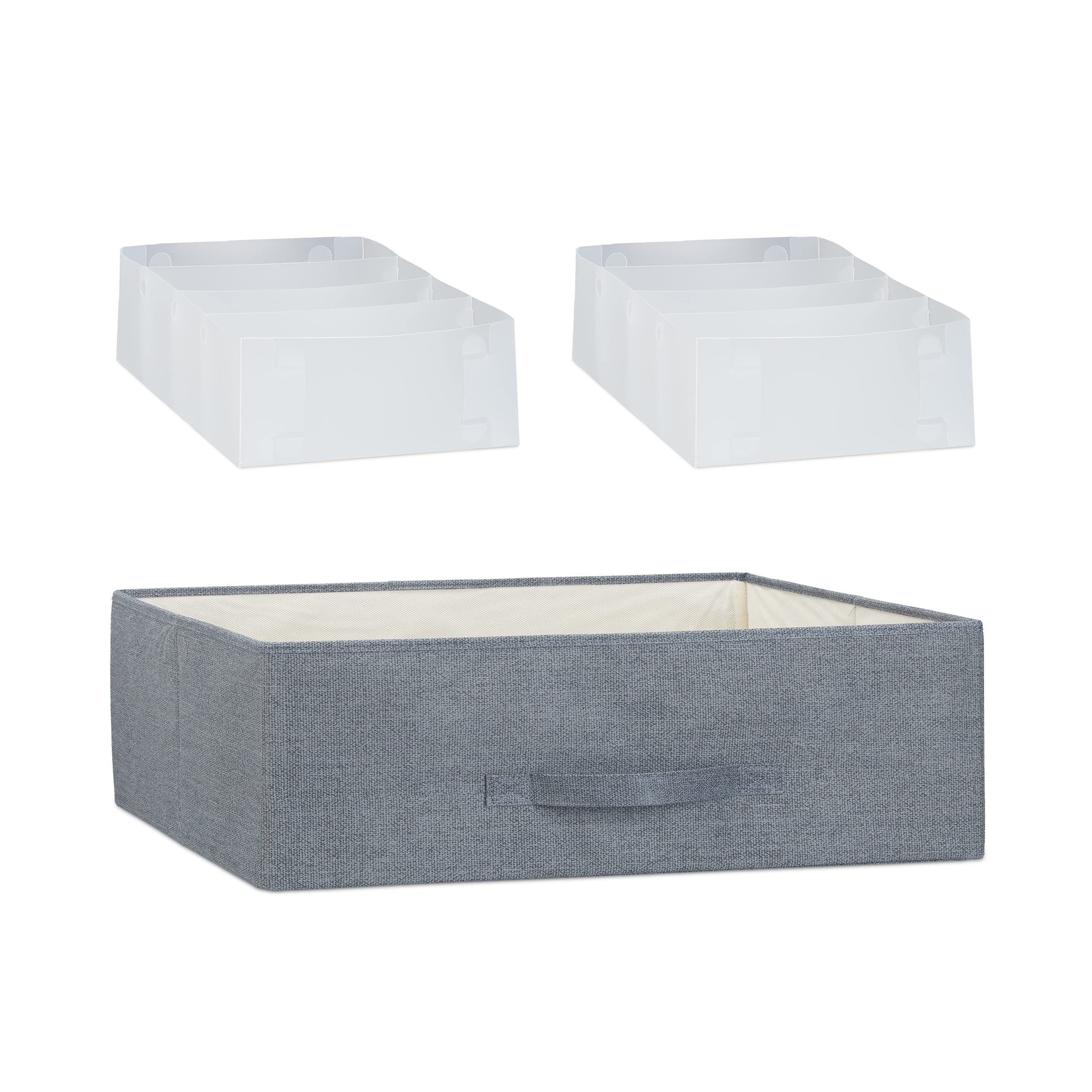 Relaxdays Cajonera Multiusos con 3 Cajones, Metal-Tela, Gris, 53 x 48 x 40 cm