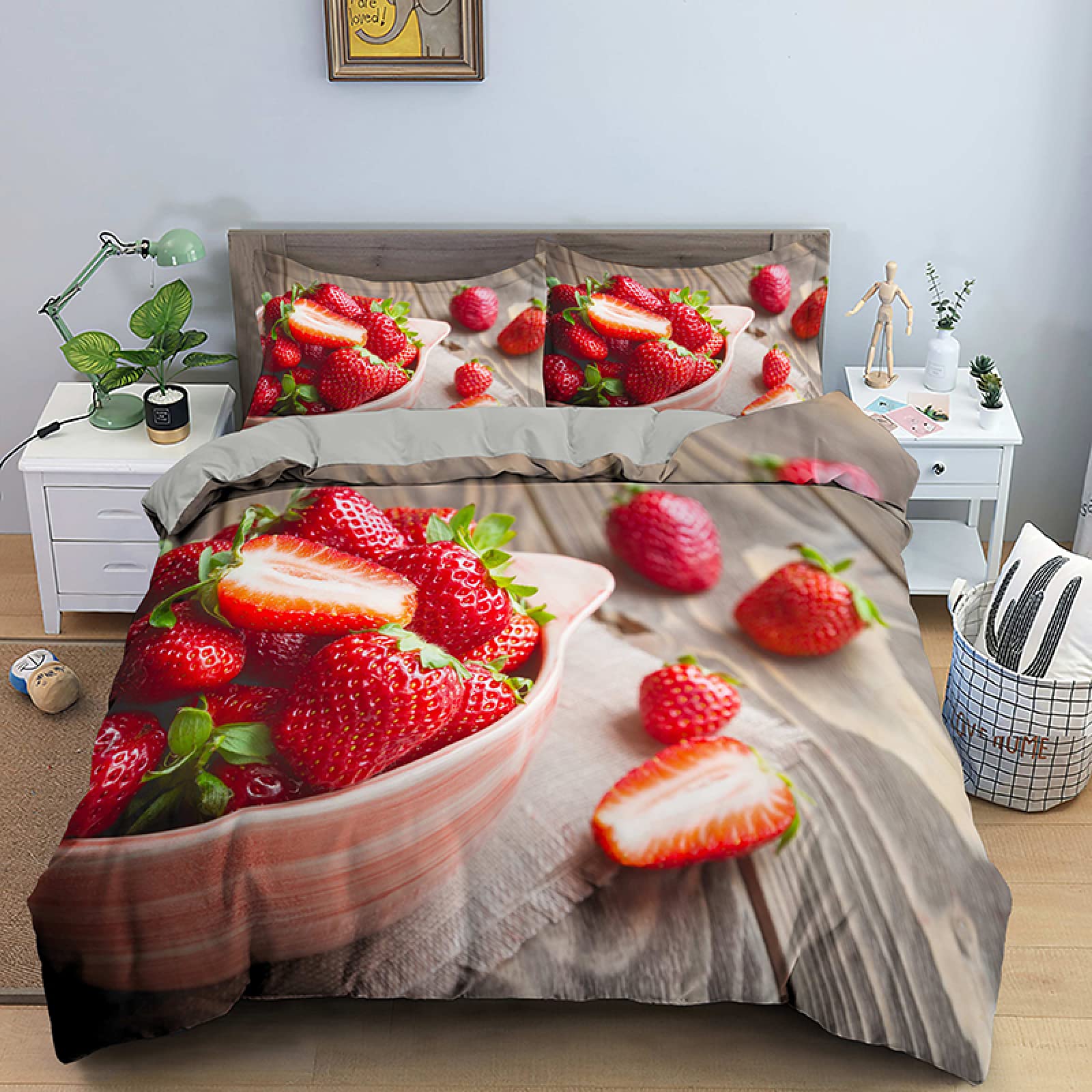 Housse de couette 220x240 microfibre 110 g/㎡, parure haut de gamme fraise brune