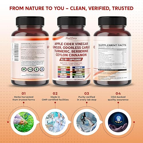 Miniatura 9 de Vinagre de sidra de manzana Jengibre Ajo Inodoro Cúrcuma Berberina