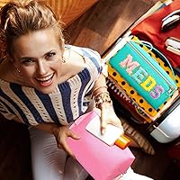 Vista 5 de Geetery Bolsa de Maquillaje Transparente de Chenilla con Letras, Bolsa para Medicamentos, Estuches de Viaje Preppy con Parche y Cremallera, Estuche